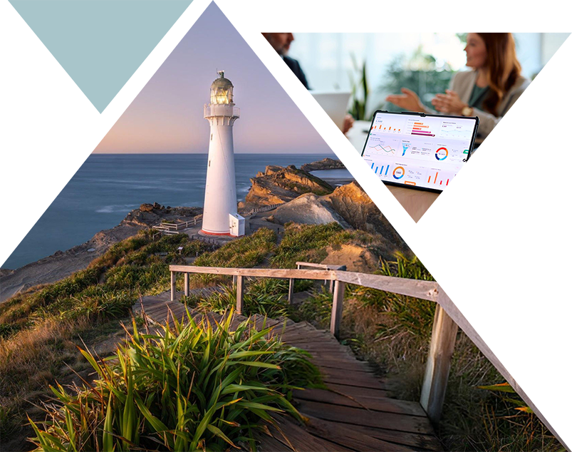 lighthouse and a tablet