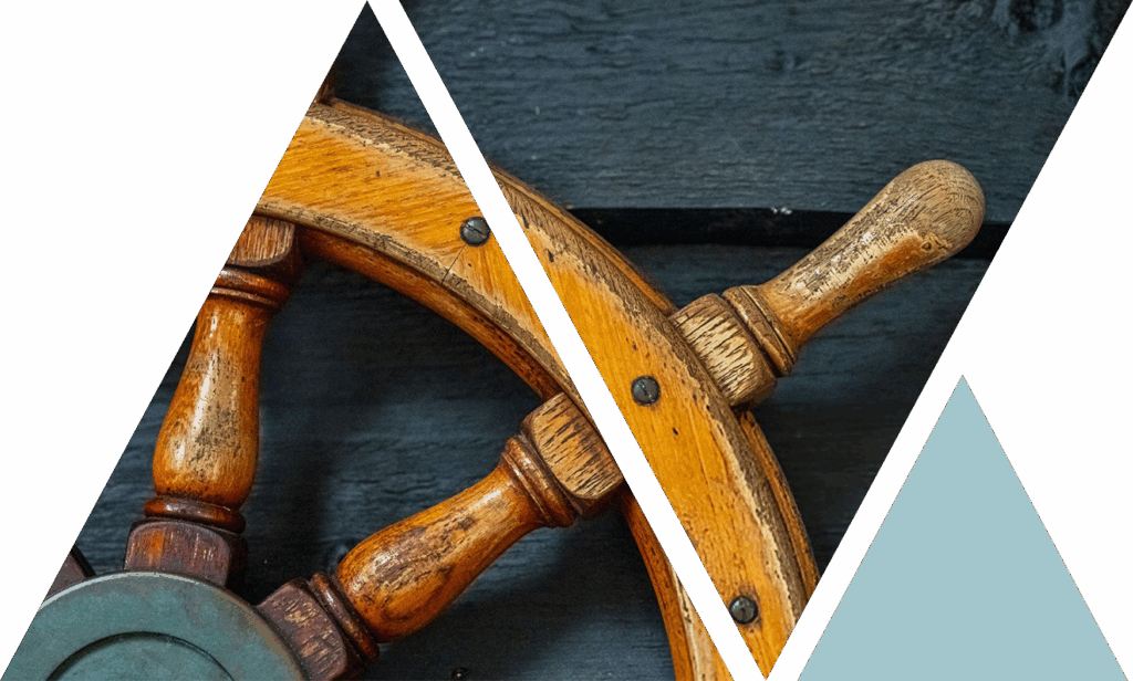 a wooden boat helm